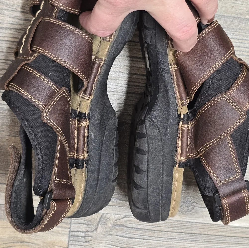 Skechers Fisherman Leather Sandals Men's 14 Brown Comfort Cushioned